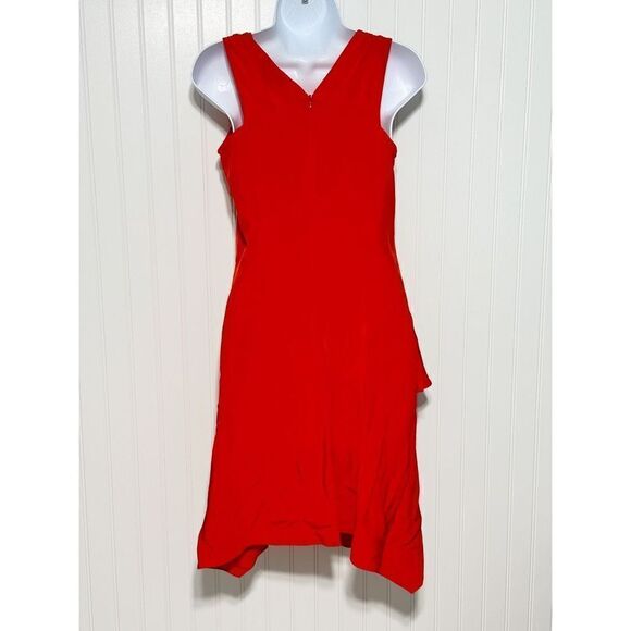 Derek Lam 10 Crosby Flamenco Asymmetrical V Neck Tank Dress Sleeveless Red 0 - Picture 6 of 16